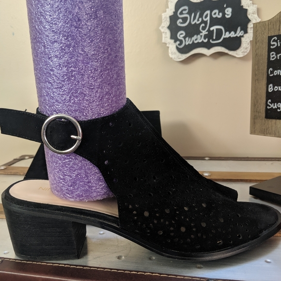 Nine West black suede block heel sz11 - Picture 2 of 6